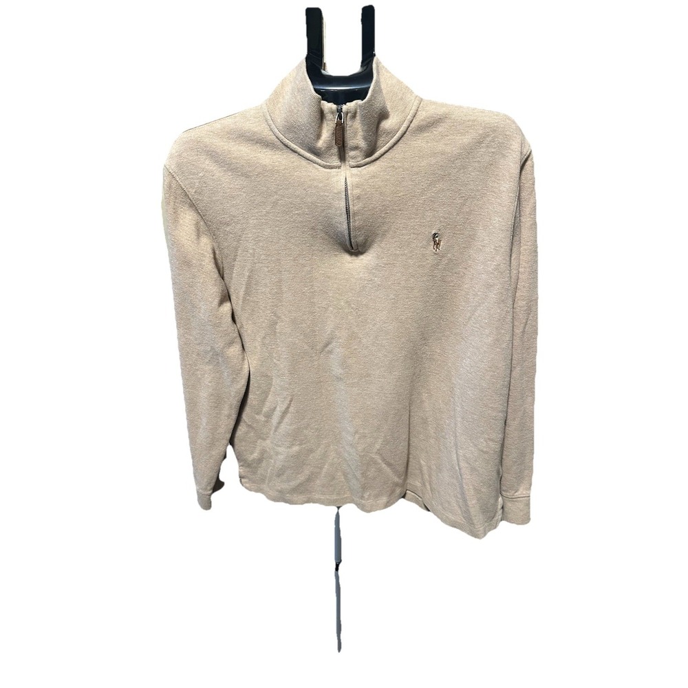 Polo Ralph Lauren 1/4 Zip Sweater Mens L Tall Tan 2000s